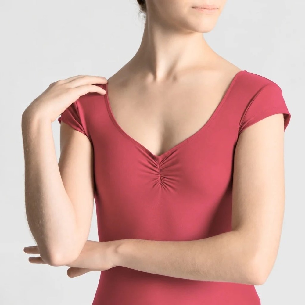 Ballet Rosa Beatrice Cap Sleeve Pinch Front Back Leotard Poppy 84 Small Adult 38